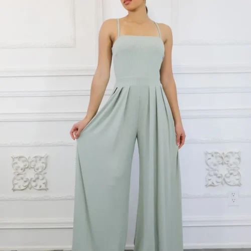 Trendy Solid Cami Wide Jumpsuit