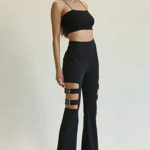 Lola- High Waisted Belted Bell Bottom Pants